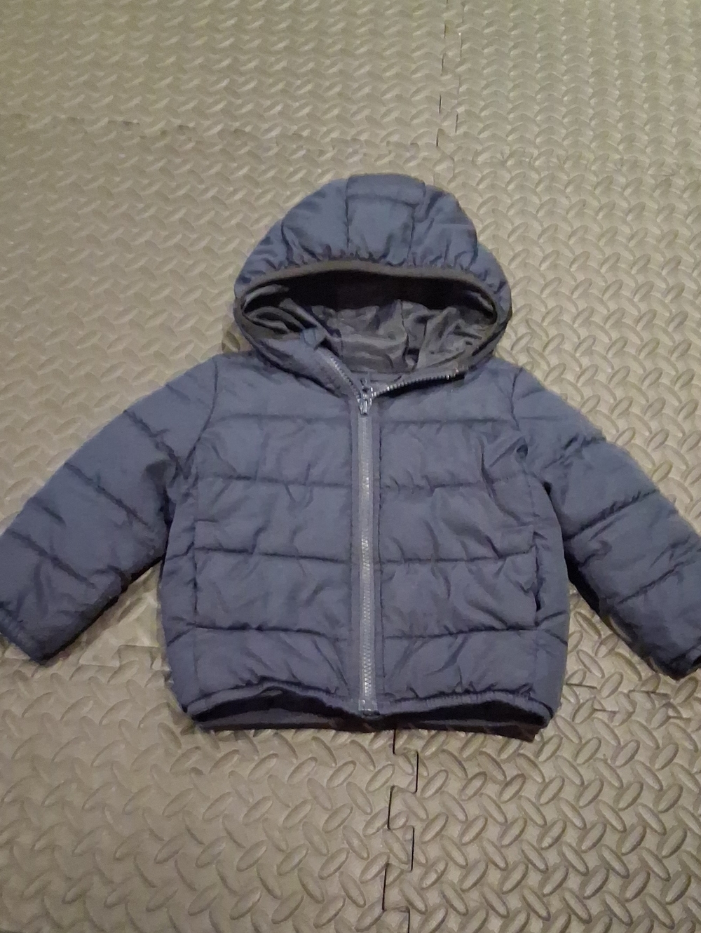 Kids Navy Blue Hooded Puffer Jacket